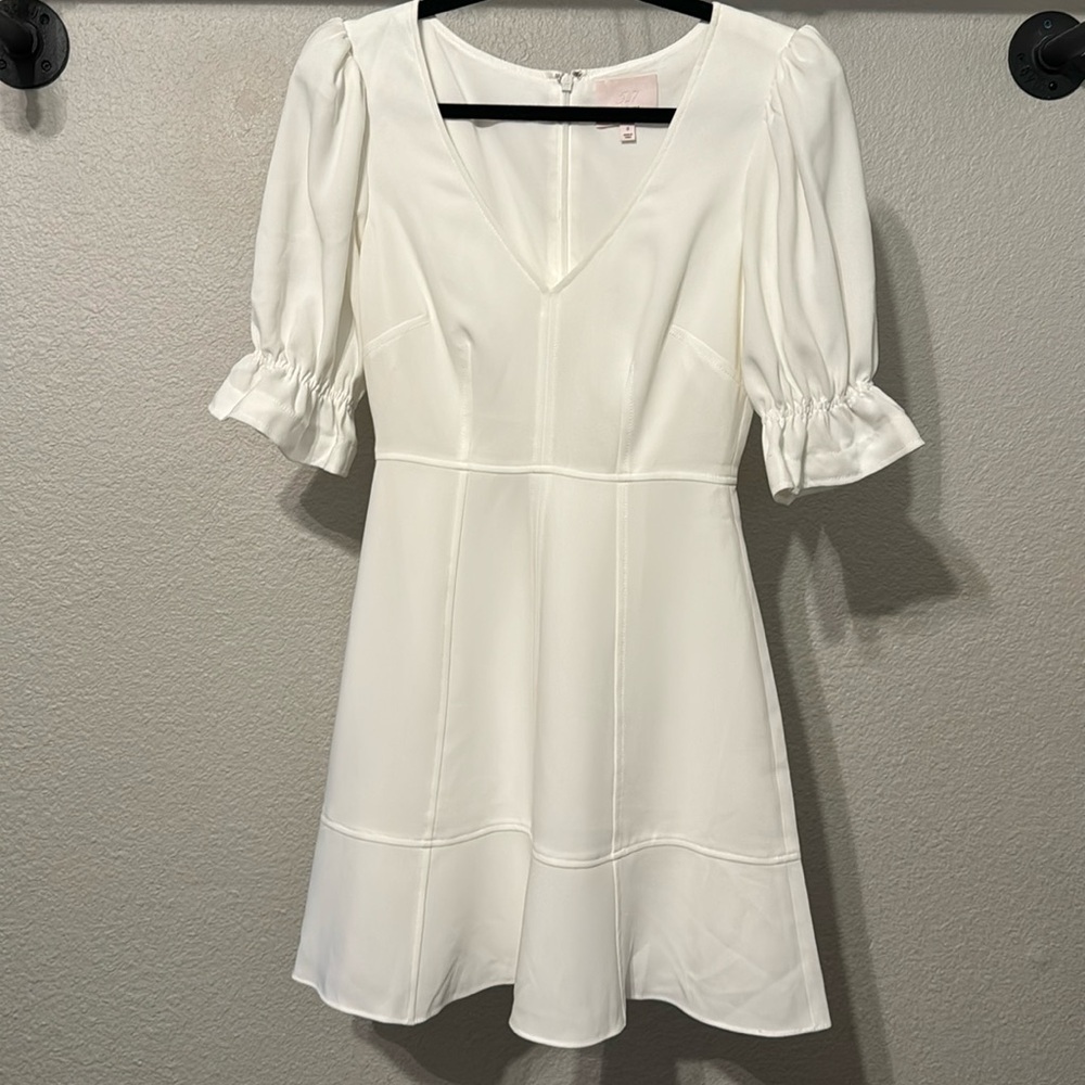 Cinq a Sept Women's White Riley Puff Sleeve Ruffled Mini Dress